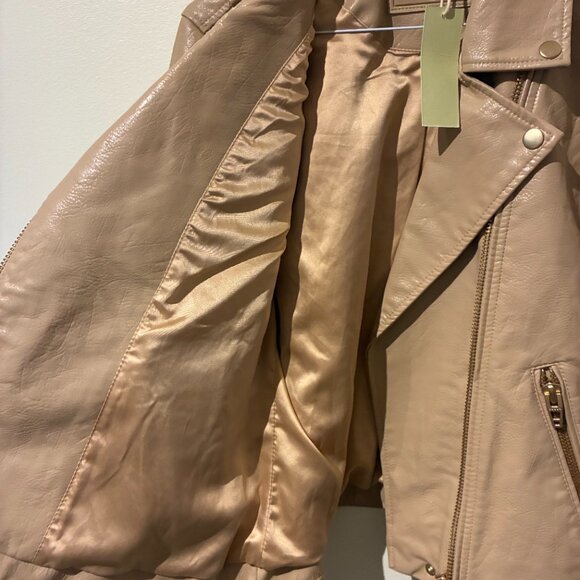 NWT Blank NYC Faux Leather Moto Jacket - Tan - Women's S - Picture 7 of 10
